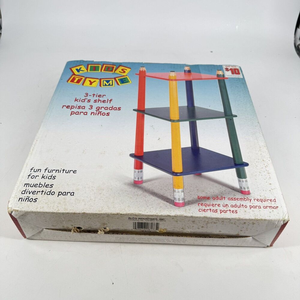 Vintage Kids Tyme 3-Tier Pencil Corner Shelf Kids Primary Colors NOS New